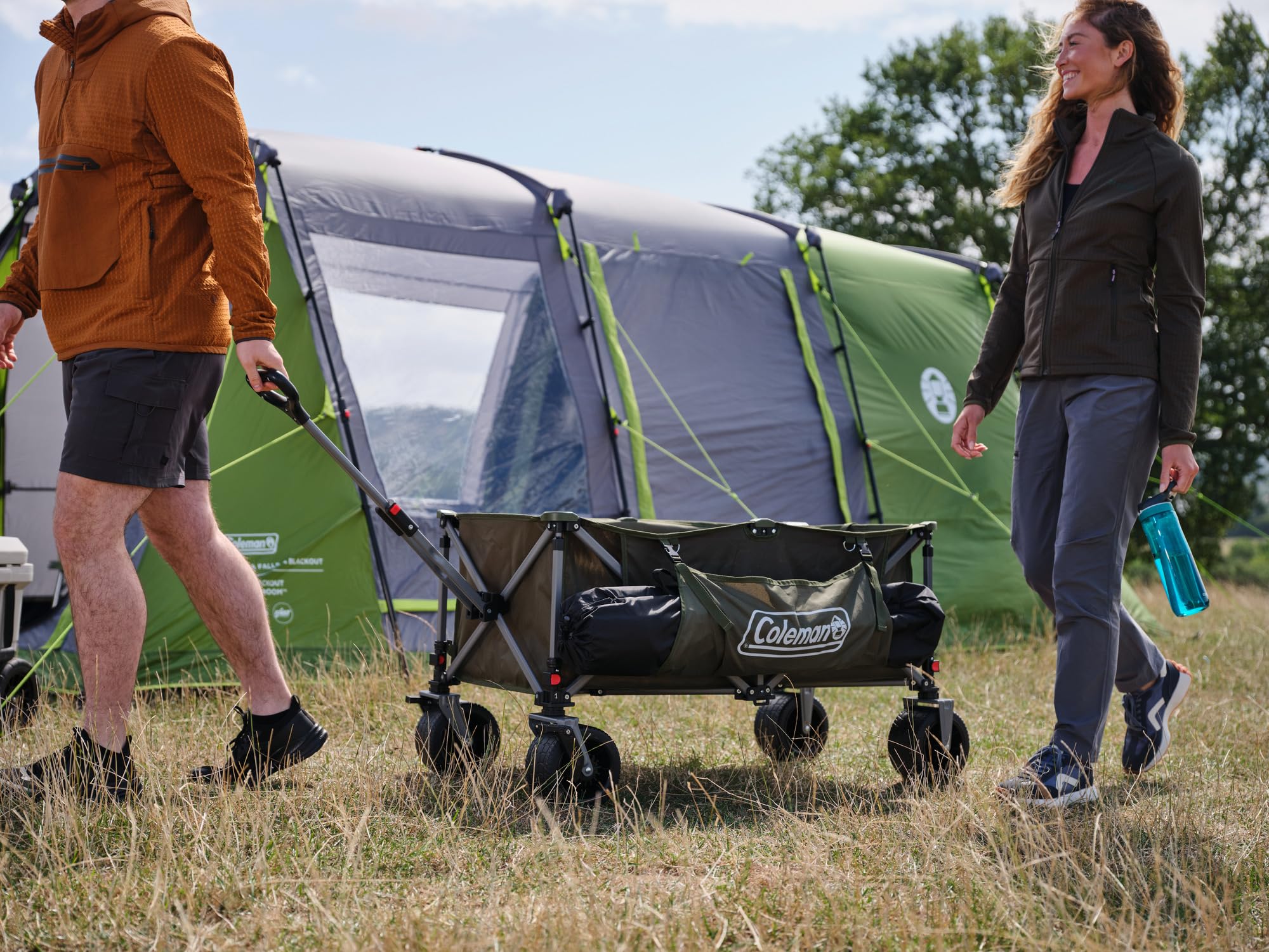 Coleman Carro de Camping Plegable | Carro Plegable de Arrastre |Carrito de Festivales de 4 Ruedas | Carro de Mano portátil |Ruedas Desmontables |Capacidad de Carga de hasta 180 kg | 116 x 60 x 58 cm