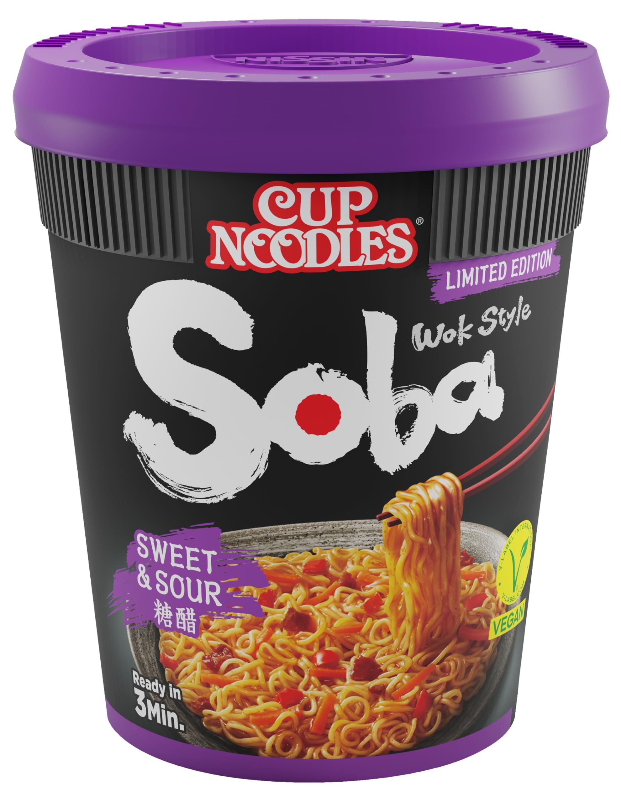 NISSIN SOBA CUP - Nouilles saveur SWEET AND SOUR 88G- Carton de 8 cups