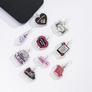 9PCS Dust Plug Charm for iPhone 11 12 13 14 Cute Dust Protector Covers for AirPods Book Lover Theme Charms Gift for All Lightning Port Devices