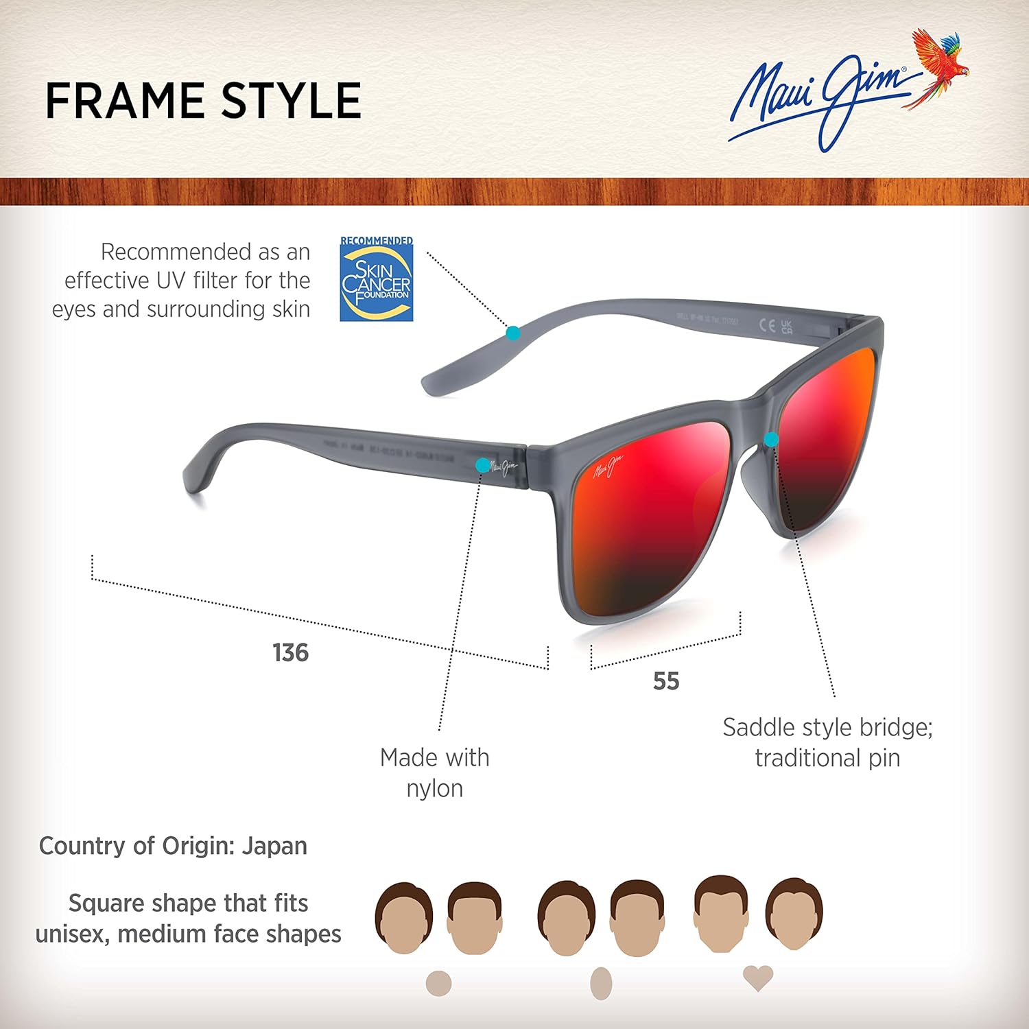 Miniatura 6 de Maui Jim Pehu Wlentes polarizados patentados Plus2 lentes cuadrados