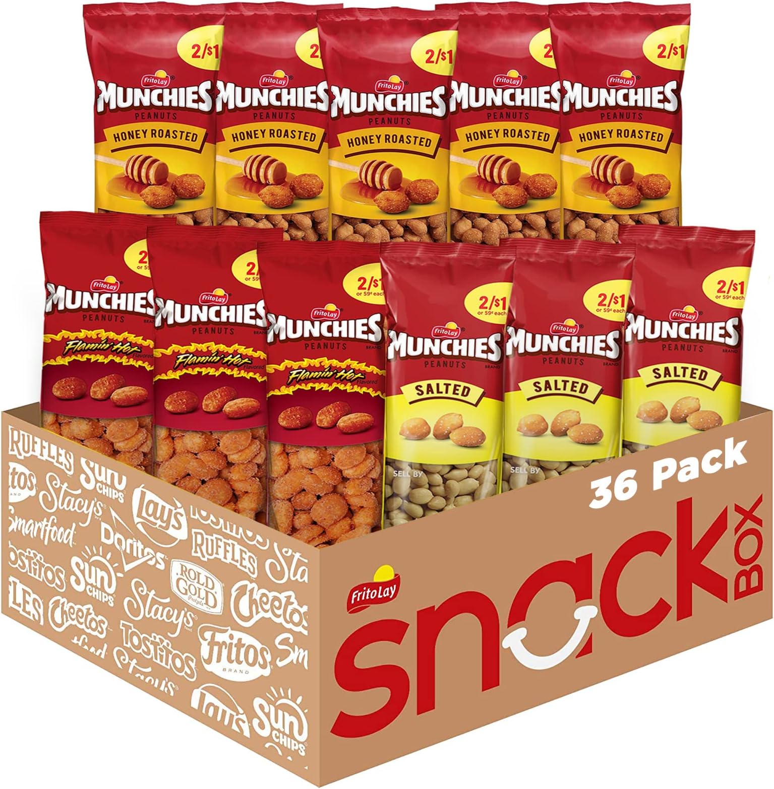 Munchies Peanuts, Variety Pack, (Pack of 36)