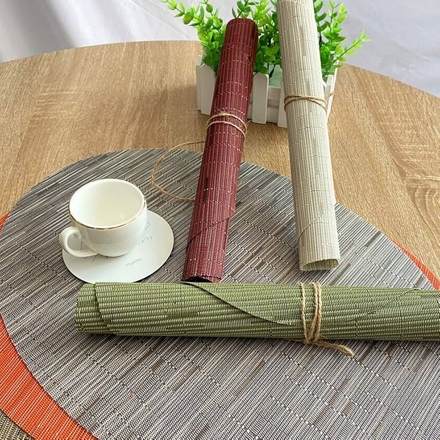 木製楕円形ランチョンマット 3枚セット ELEMENTS ランチョンマット おしゃれ アジアン 30×40cm プレースマット