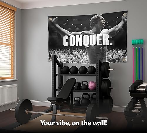Miniatura 8 de Bandera de Arnold Schwarzenegger de 3 x 5 pies  Bandera inspiradora para decoración de pared de oficina gimnasio con 4 ojales de latón  Cartel