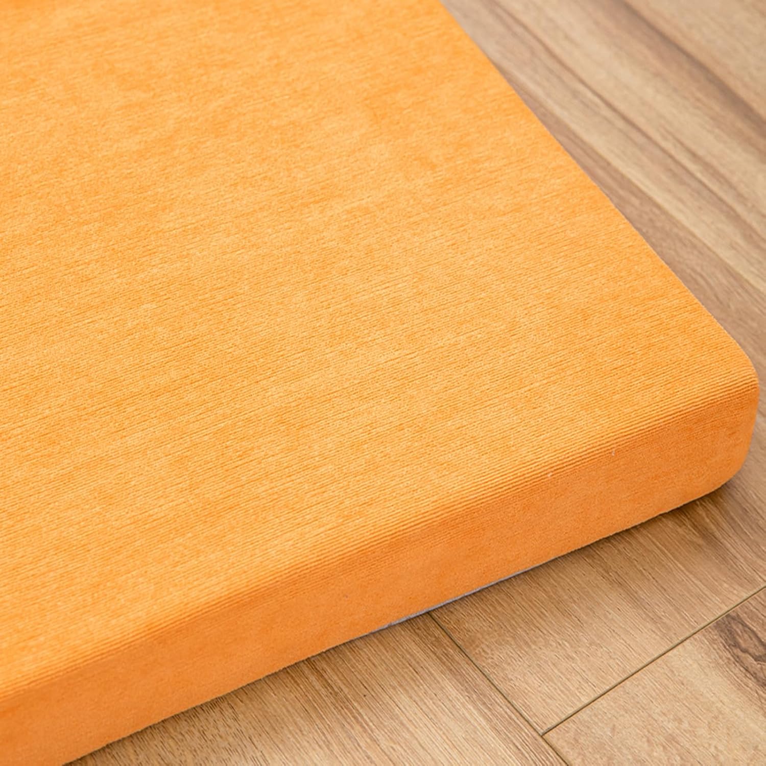 オレンジ色,60x60x12cm,ウェッジソファマット 高密度フォームパッド ベッドサイドの隙間埋め用ピロー、無地の取り外し可能な読
