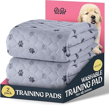 Super Absorbent Washable Pee Pads for Dogs - 2-Pack Superior Reusable Puppy Pads Pet Training Pads 100% Waterproof Dog Pee Pad Protects Against Urine Leakage Non-Slip Grip Prevents Slipping& Bunching