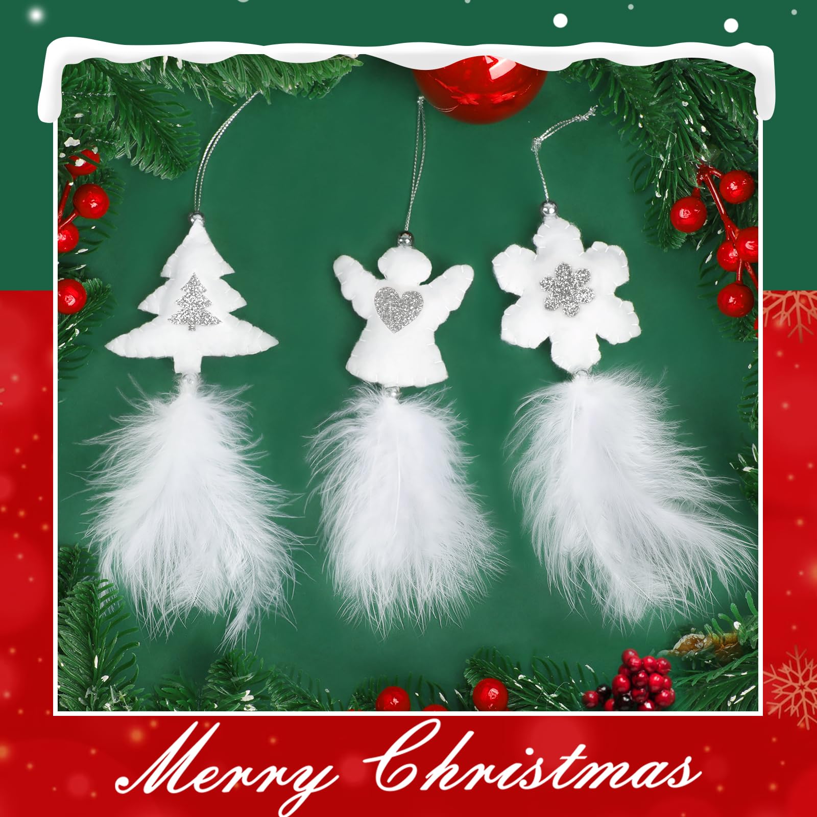 Kerstboomversiering wit 16 stuks engelenvleugels decoratie kerstboom