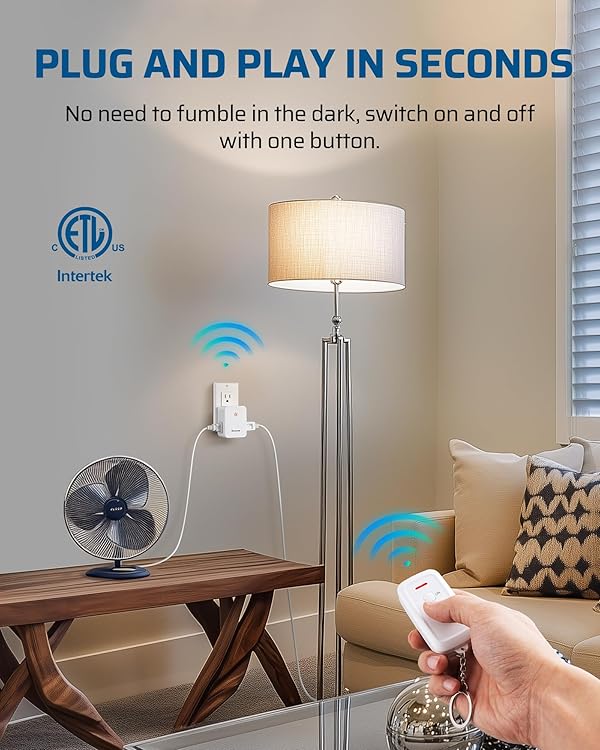 DEWENWILS Indoor Remote Control Outlet, Wireless Remote Light Switch with 2 Side Outlets, No Interference Remote Outlet Switch, No Wiring, 15A/1875W, 100ft RF Range, Compact Design, Programmable by DEWENWILS - Image 3