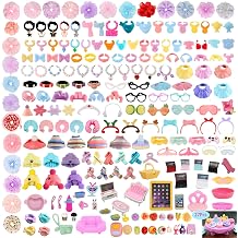 Random Accessories Pack, Mixed Outfit Clothes Hat Glasses Wings Bow Skirt Collar Food Drink Decor Set for LPS Shorthair Cat Collie Dachshund Husky Puppy Dog Deer Figures 27pcs Random
