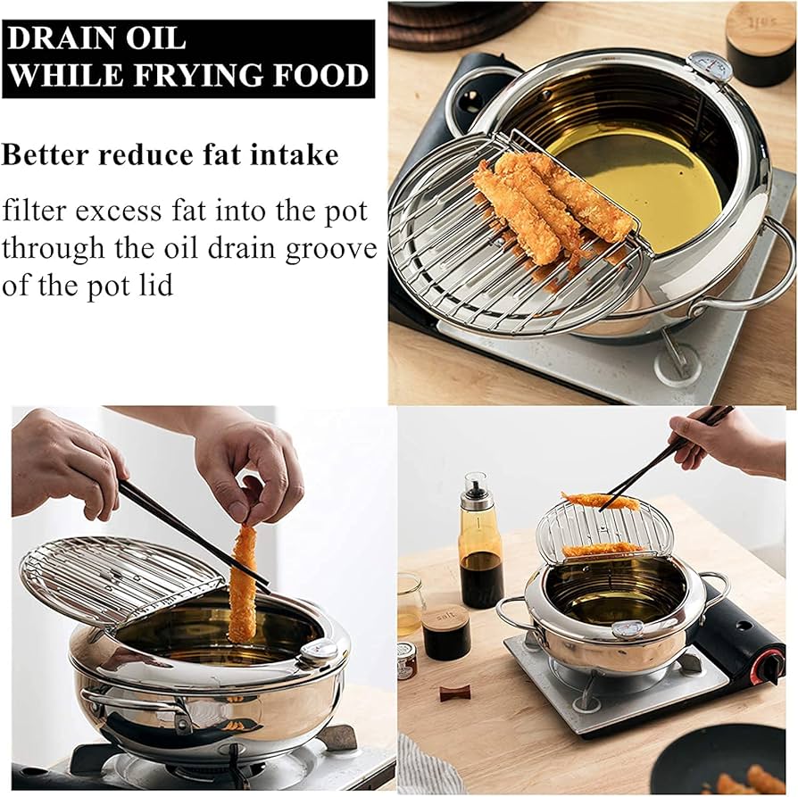 Amazon.co.jp: 304 Stainless Steel Deep Fryer Pot, Frying Chicken