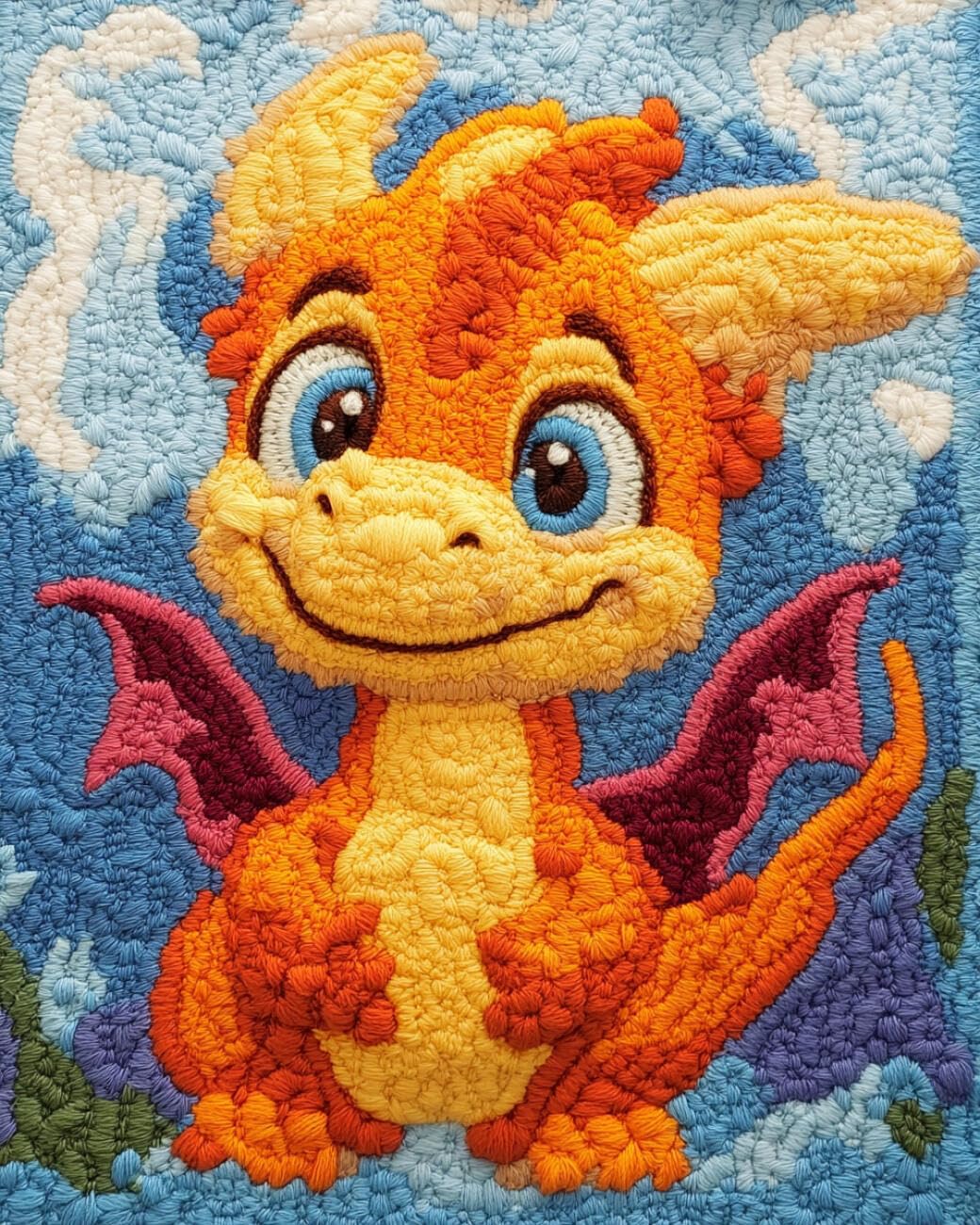 AMBATTERY Latch Hook Rug Kit Fantasy Dragon 60x90cm