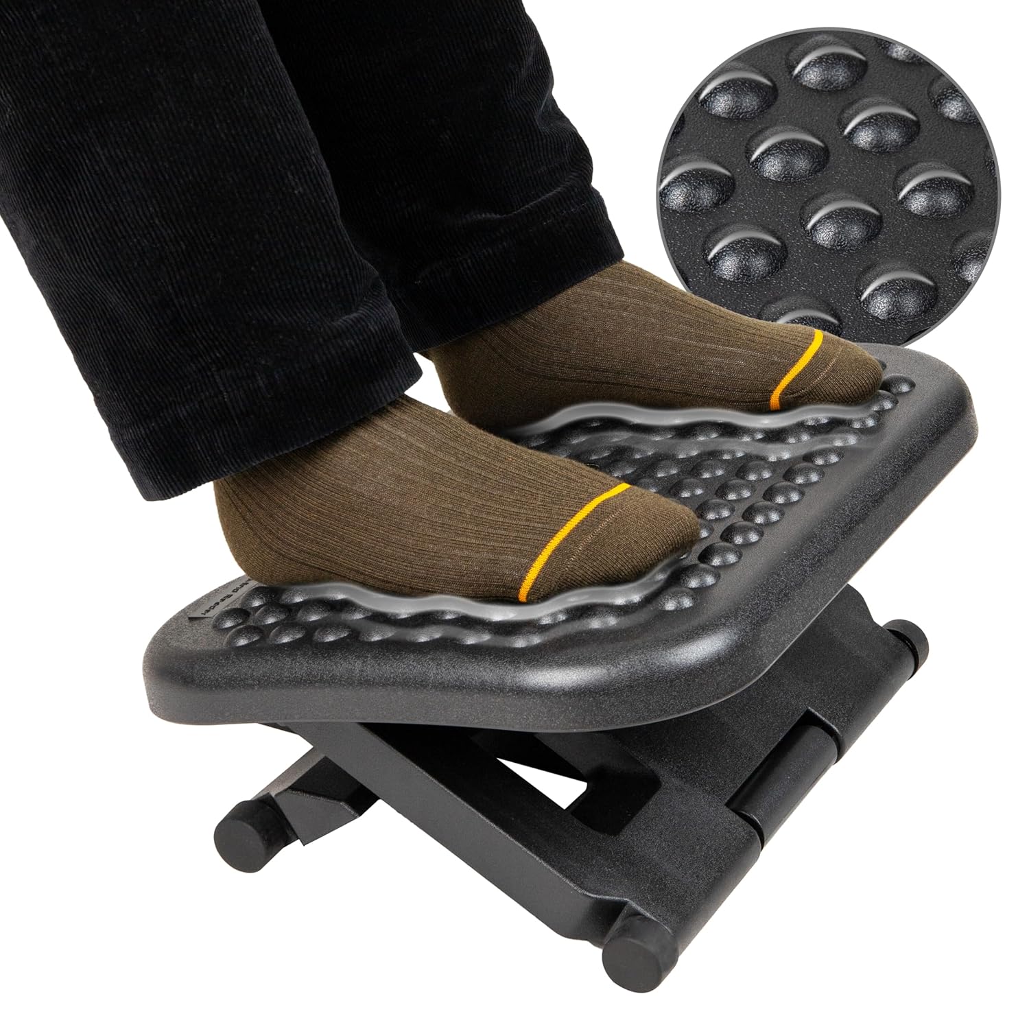 Mind Reader Foot Rest Under Desk at Work Ergonomic Height Adjustable Office Plastic 17L x 13W x 6