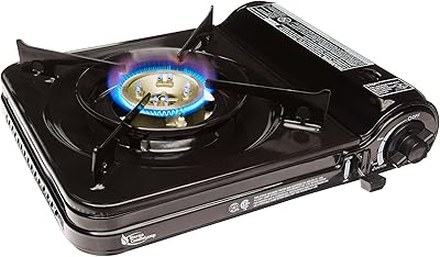 Sterno 50106 Portable Butane Stove with Piezo Electronic Ignition and Adjustable Flame, 9000 BTU, Black