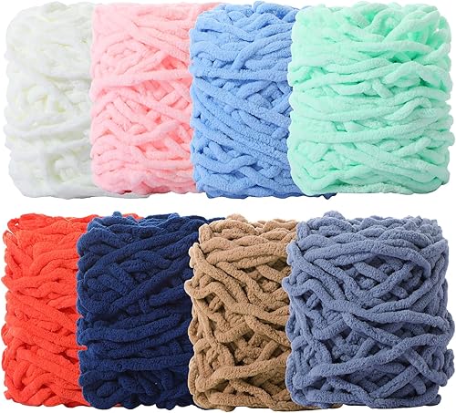 Buryeah Hilo de felpilla suave, hilo de terciopelo grueso y esponjoso para tejer a mano, tejer a mano, suéter, chal, bufanda, guantes para