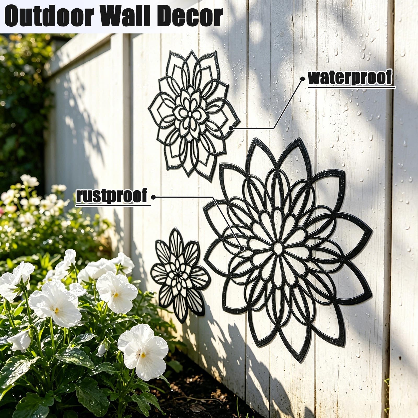 Best Metal Wall Art for Every Room in 2026 1 Zzbakress 3 Pieces Metal Flowers Wall Decor, Black Wall Decors, Flower Art Wall - product photo
