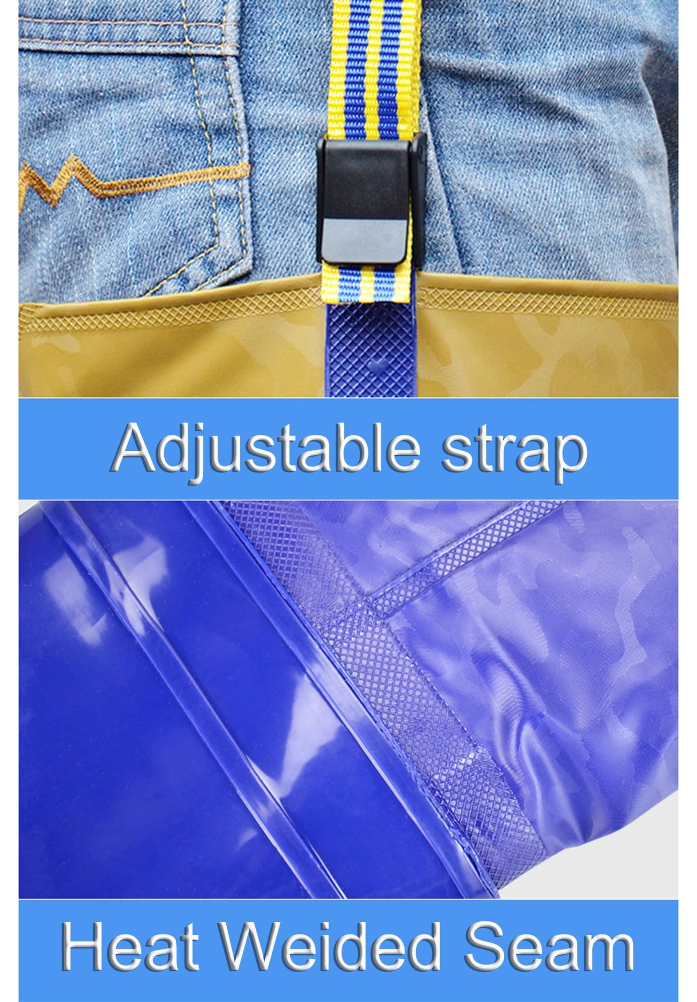 Vadeador Vadeador de Pesca Impermeable para Hombres y Mujeres, vadeador de Cadera de 80 Cm de Alto con Suela con Tacos para Pesca en Estanque y Barro(44 EU)