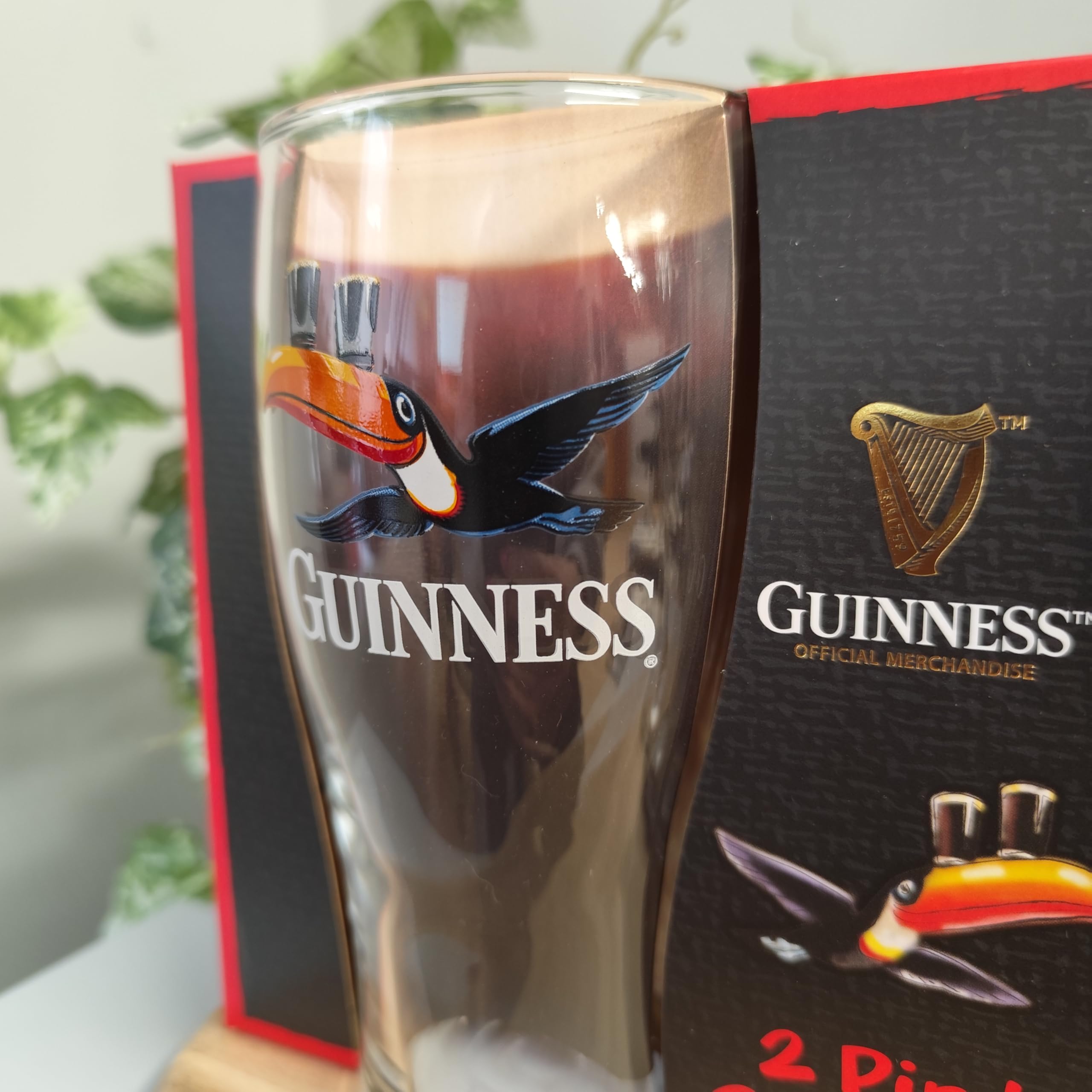 Guinness Lot de 2 verres à bière Motif toucan volant