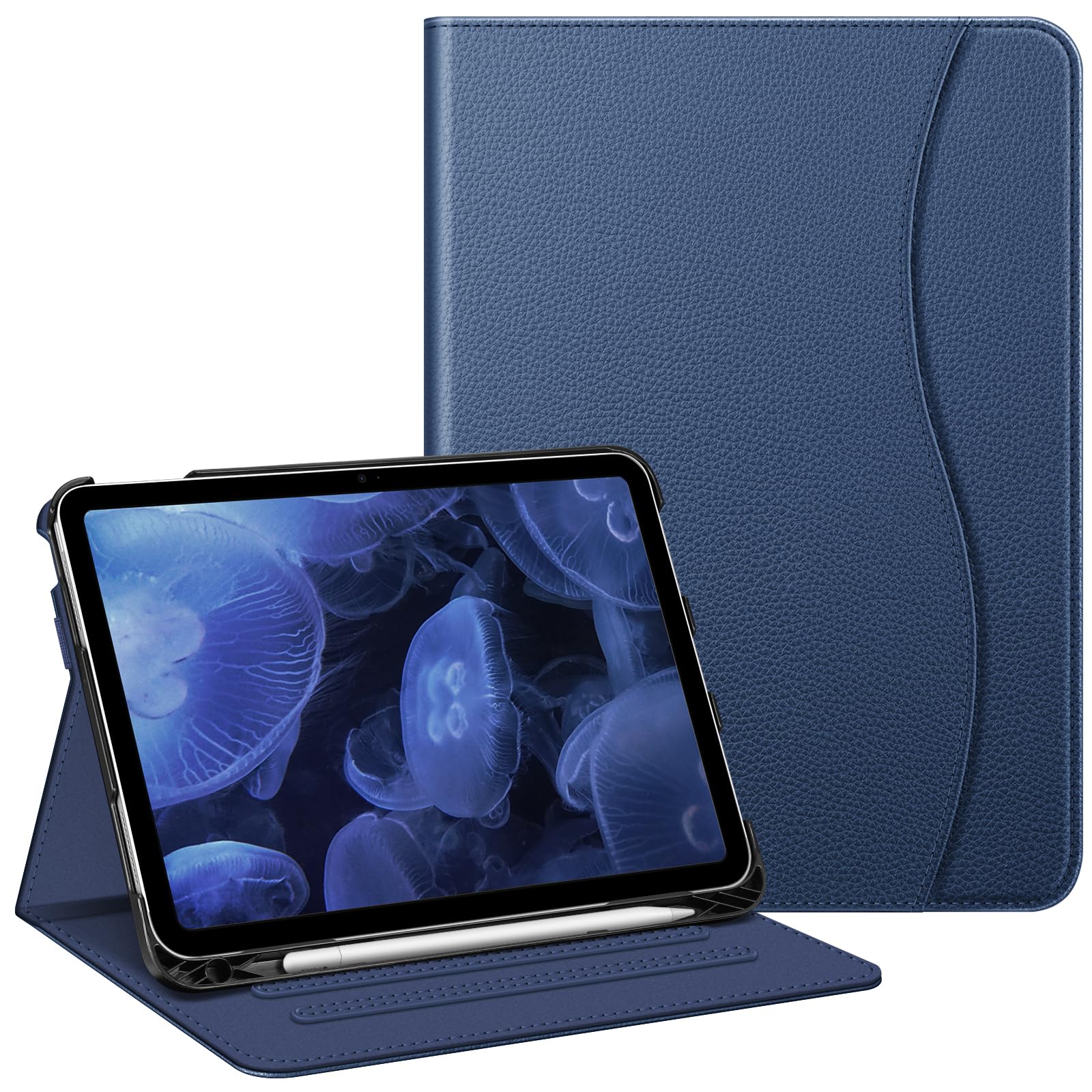Fintie Case for iPad (A16) 11th Generation 11 Inch (2025), iPad 10th Generation 10.9 Inch (2022), Multi-Angle Viewing Protective Stand Cover with Pencil Holder & Pocket, Navy