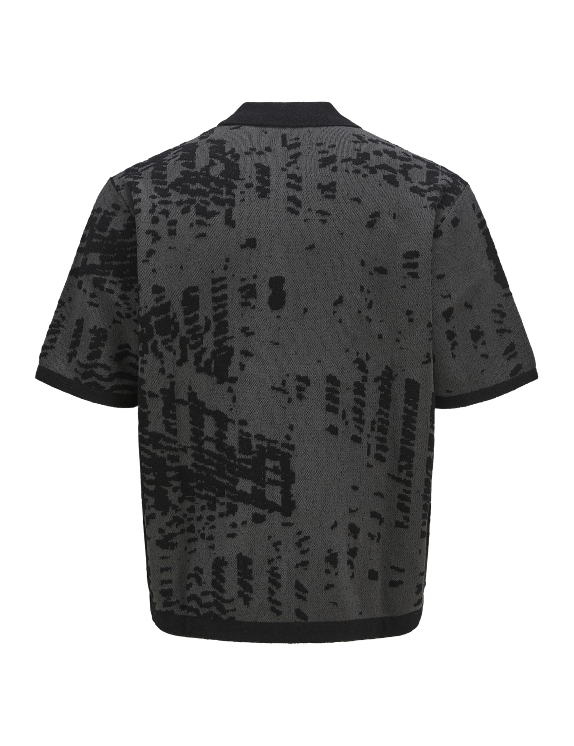 Jcolloyd Knit Ss żakardowa bluza polo z zamkiem błyskawicznym, asfaltowy, L