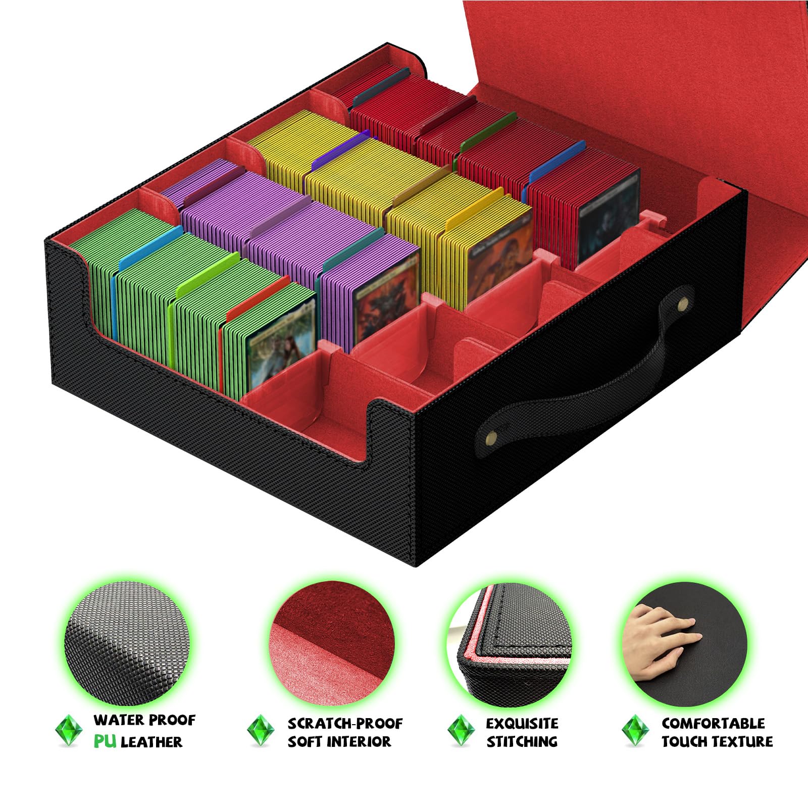 Caja de almacenamiento de tarjetas intercambiables, cajas de mazo MTG, cajas de almacenamiento de tarjetas, cajas de almacenamiento de tarjetas de béisbol, cajas de mazos de comandante, almacenamiento
