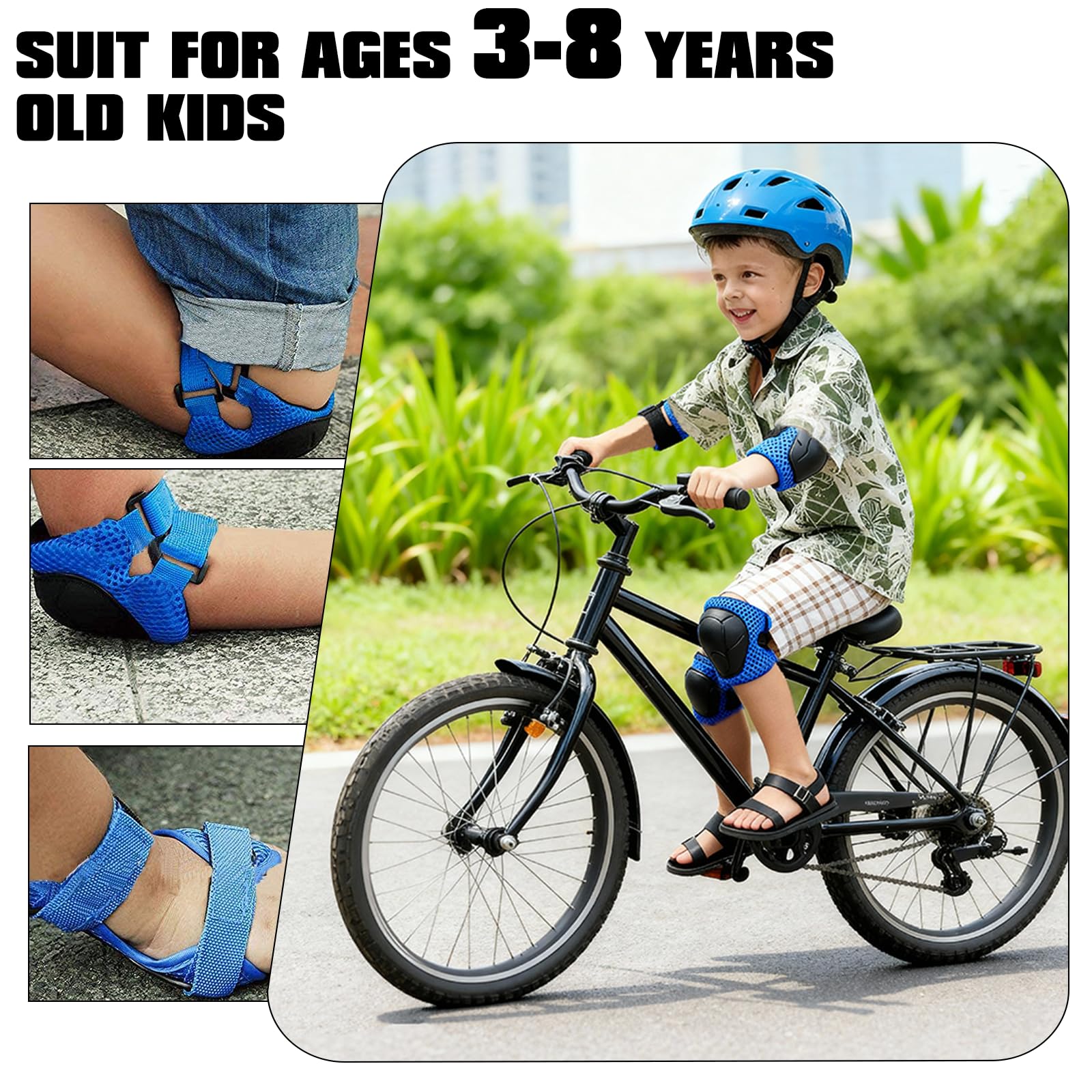 Zorplex Protection Roller Enfant, Kit de Protection pour Patins à roulettes vec Genouillères, Coudières et Protèges-Poignets 6 en 1, Equipement de Protection pour Le Patinage, Velo, Skateboard