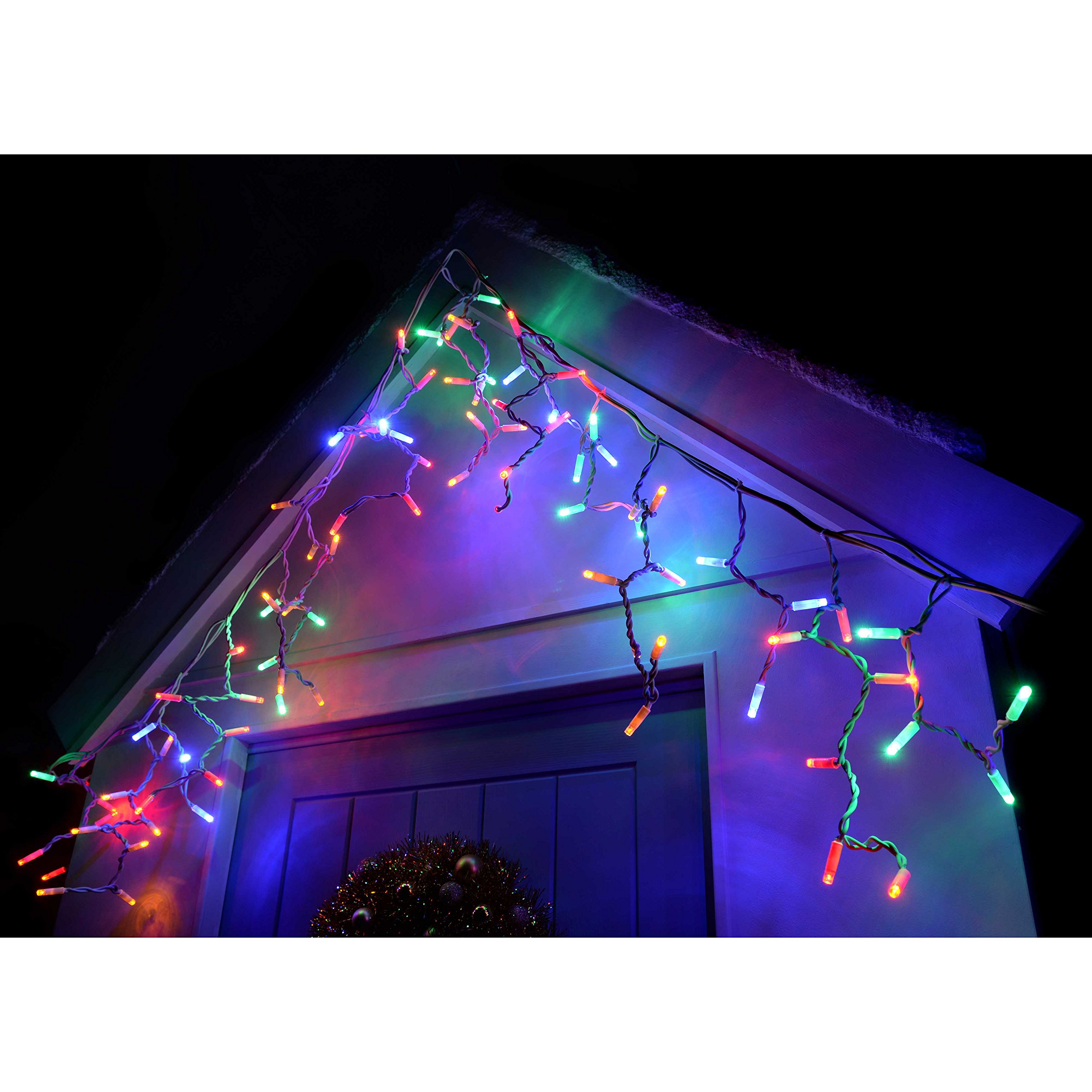 WeRChristmas Connectable Icicle LED String Lights with 2 Pin Male and Female, 2.2 m - 100-LED, Multi-Colour - Image 2