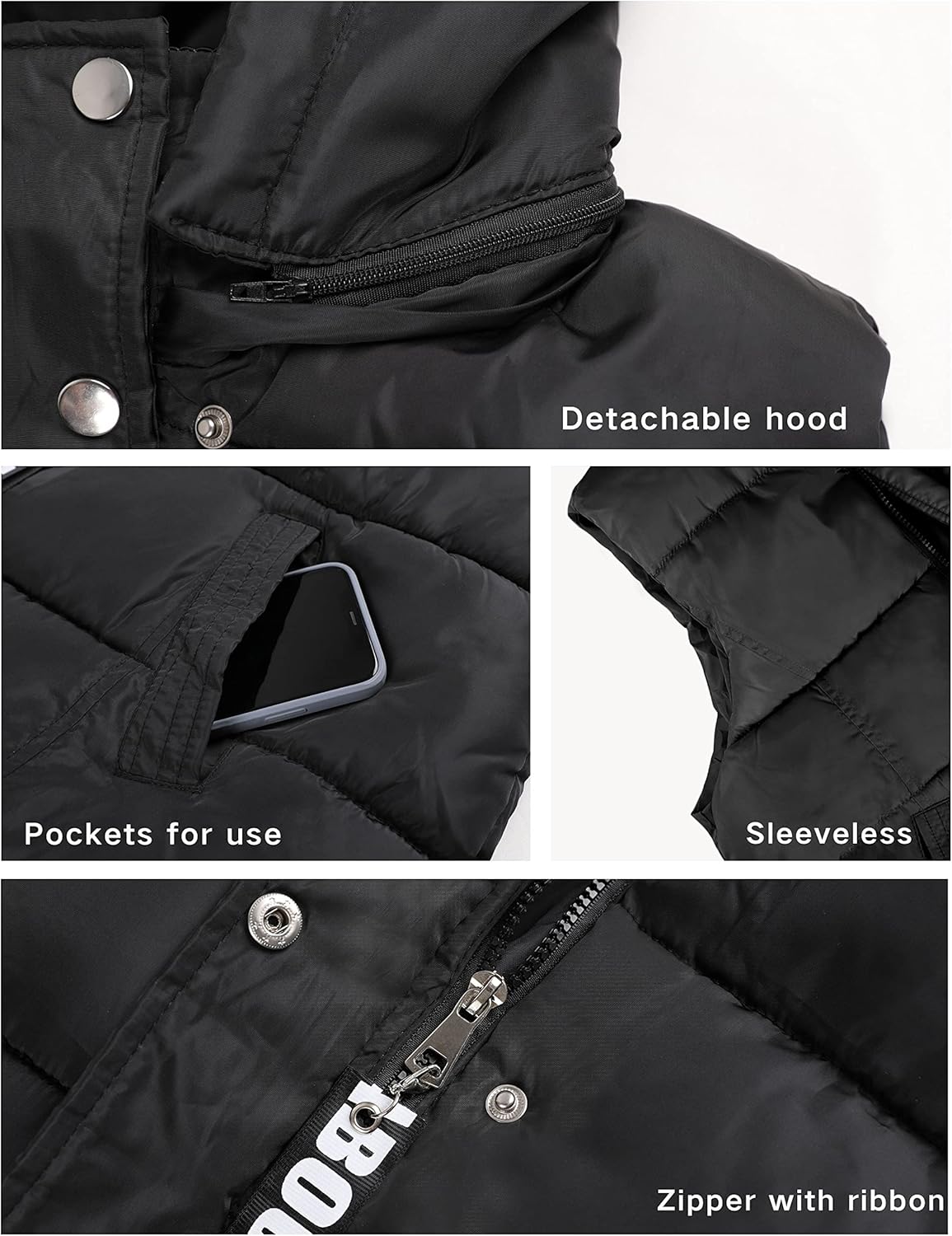 Fiona Jolin Long Puffer Vest Women Sleeveless Hooded Puffy Jacket Coat Outerwear Vest Gilet - Image 7