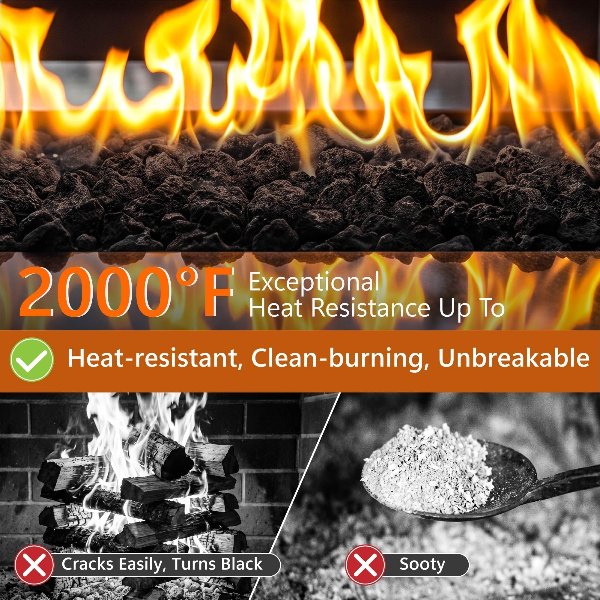 NUPICK 9,1 kg schwarze Lavasteine für Feuerstelle, 1,3 cm - 2,5 cm Vulkangestein für Pflanzen | Zerkleinerter Lavastein für Aquarium, Kamin, Erdgas & Propananlagen, Feuerglas-Basisschicht, Feuerschalen, Landschaftsbau