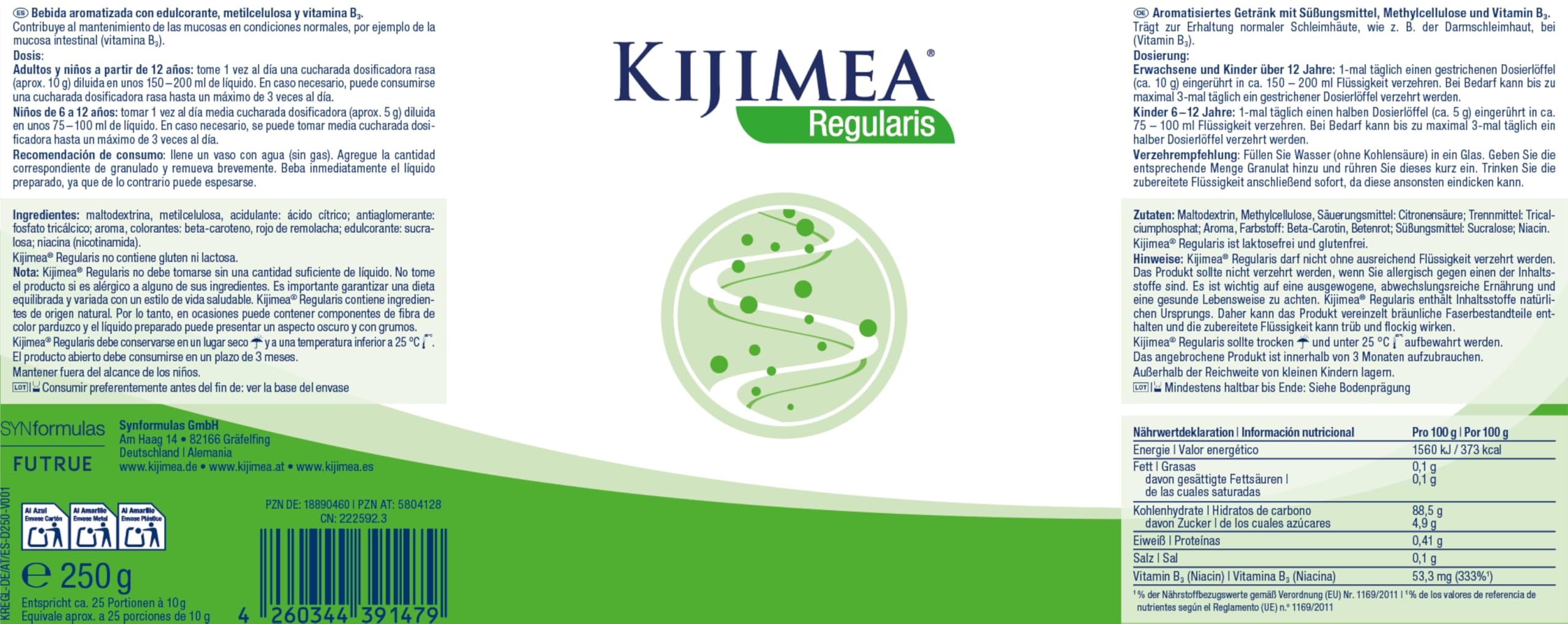 KIJIMEA® Regularis – Für ein neues Darmgefühl | Mit Methylcellulose und Niacin, zur Unterstützung der Darmschleimhaut – 250 g