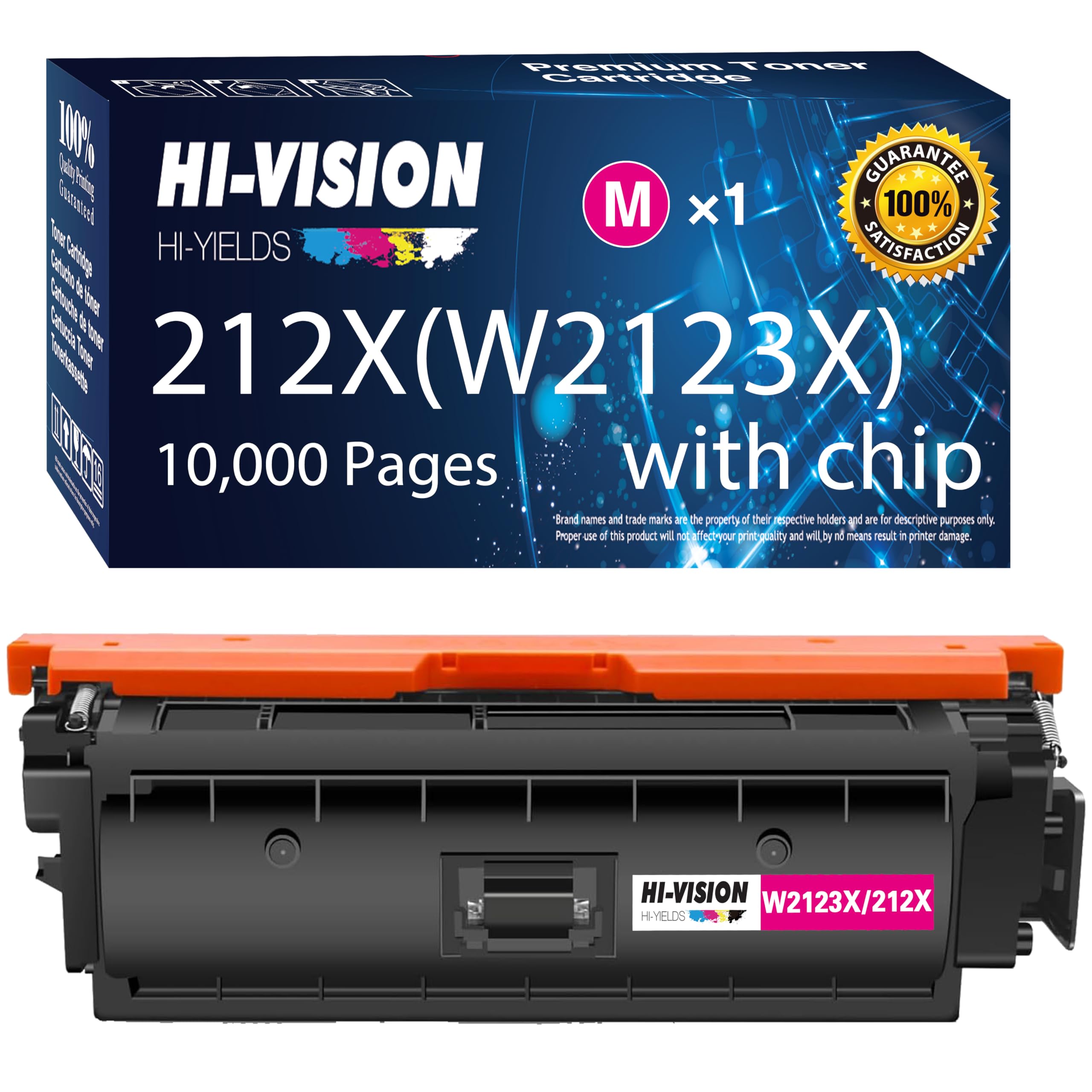 HI-VISION HI-YIELDS Compatible 2123X Toner Cartridge, Replacement for HP 212X W2123X Used for Color Enterprise M554dn / M555dn / M555x, Flow MFP M578dn / M578f/M578z / M578c, (1-Magenta Pack)