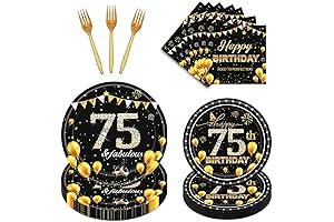 Classy 75th Birthday Party Plates and Napkins