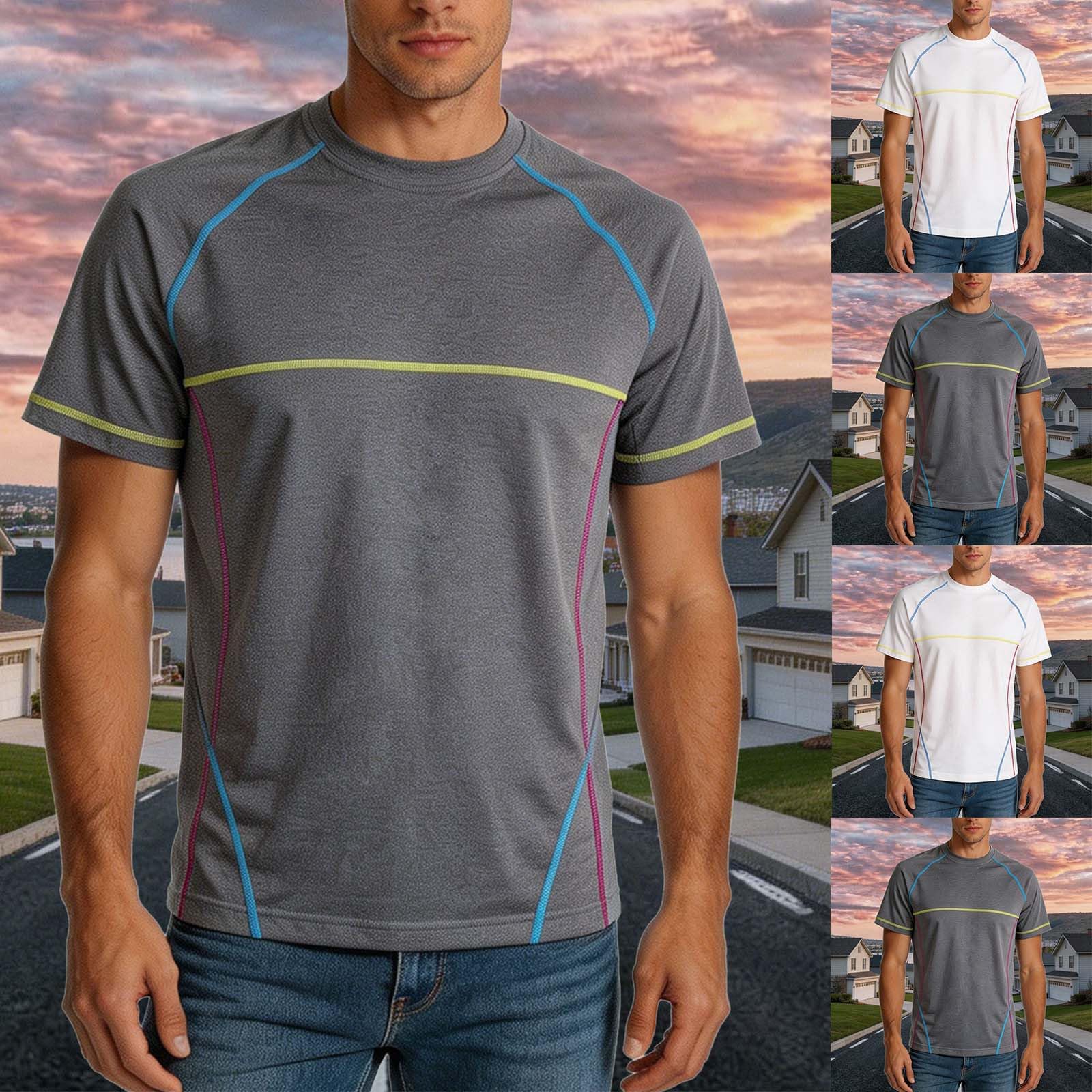 Ciclismo hombres ropa de ciclismo manga corta secado transpirable camiseta de ciclismo camisetas deportivas casual correr al aire libre camisetas cuello redondo verano tops regular fit suave ocio tops