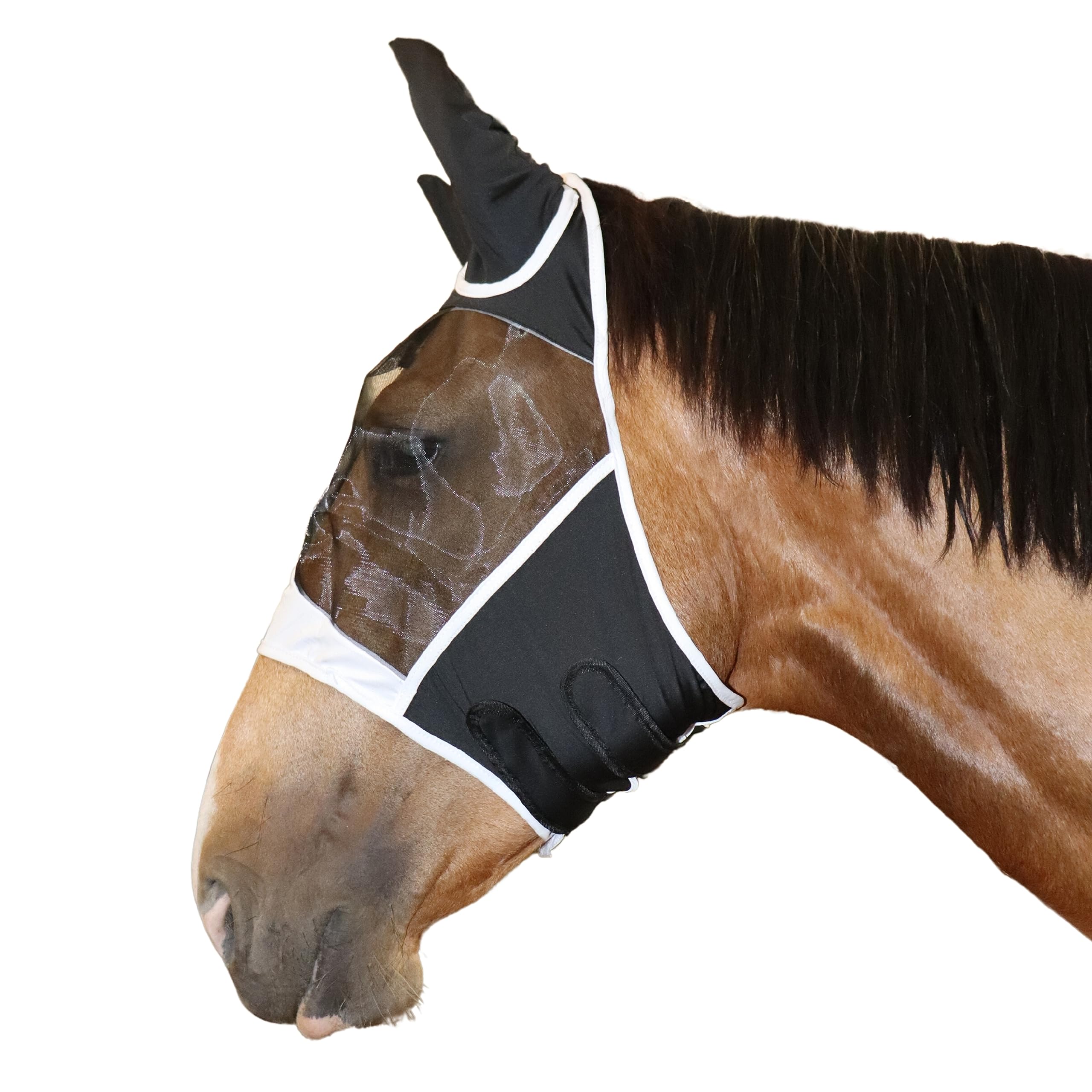 Horse Fly Mask with Ears | UV & Fly Protection | Breathable and Stretchy Lycra Fly Masks for Horses with Double Velcro Closure
