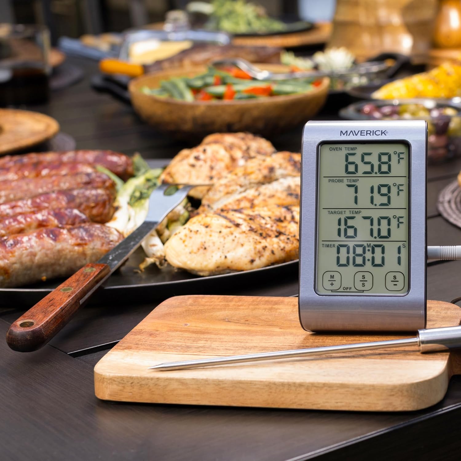 MAVERICK Touch Screen 2-in-1 Oven Roasting Digital Instant Read Cooking Kitchen Grilling Smoker BBQ Meat Wireless Probe Thermometer Timer