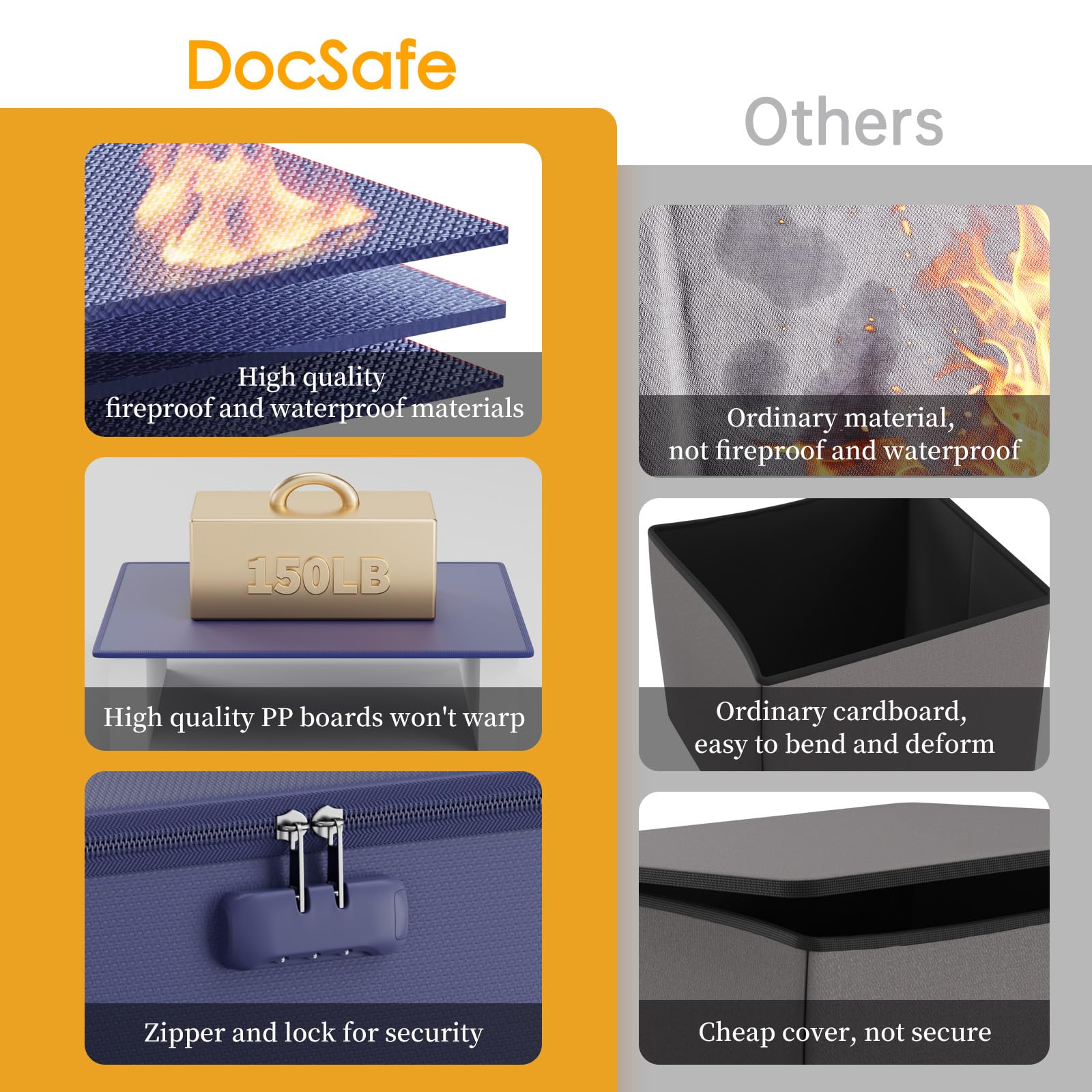 DocSafe Custodia ignifuga per dischi in vinile con serratura, Blu, 33 x 33 x 33cm, moderno