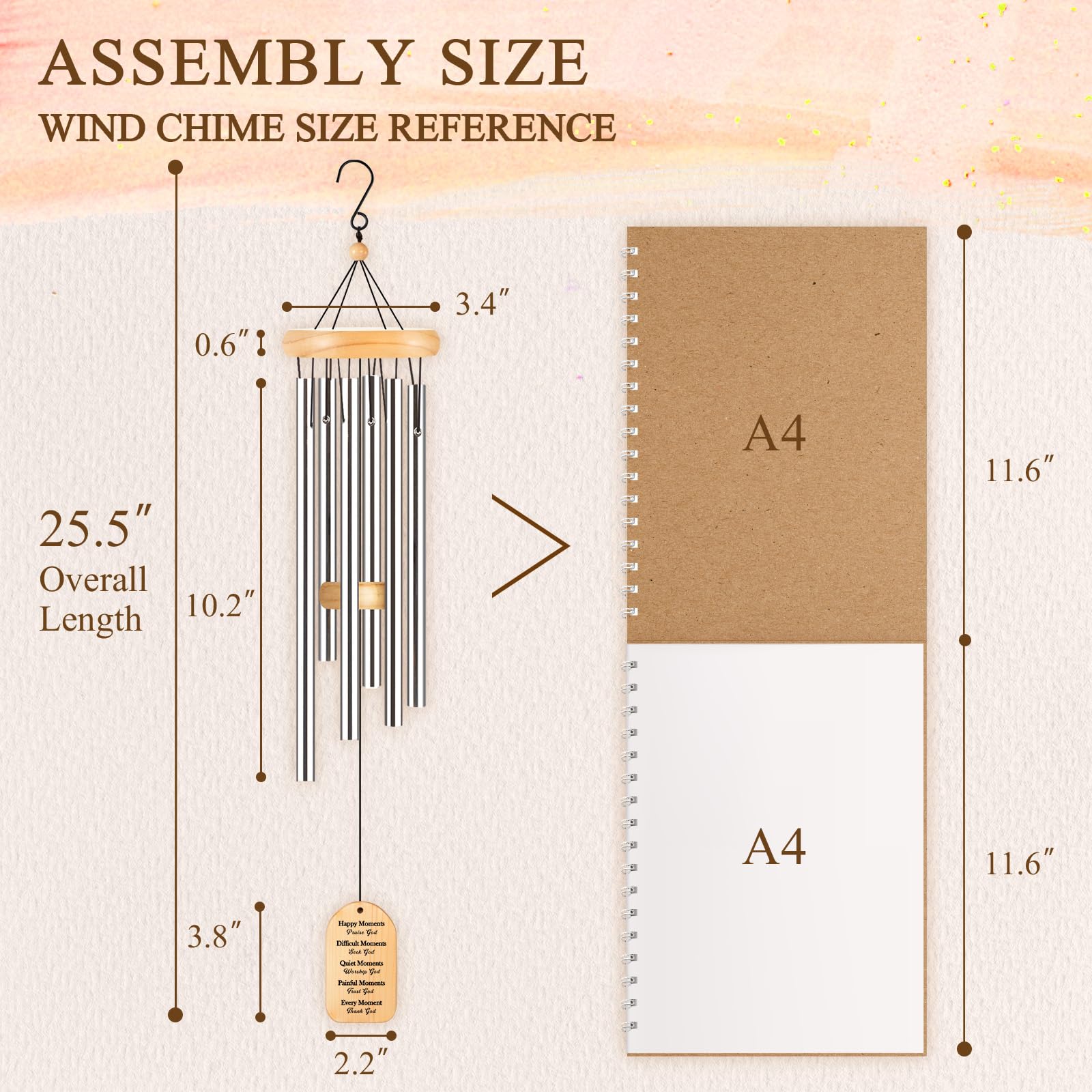 Christian Gifts for Women Men, Inspirational Religious Gifts for Women Faith, Christian Wind Chimes with Bible Verse, 25.5 inch, Birthday Sympathy, Encouragement Spiritual Gift Ideas
