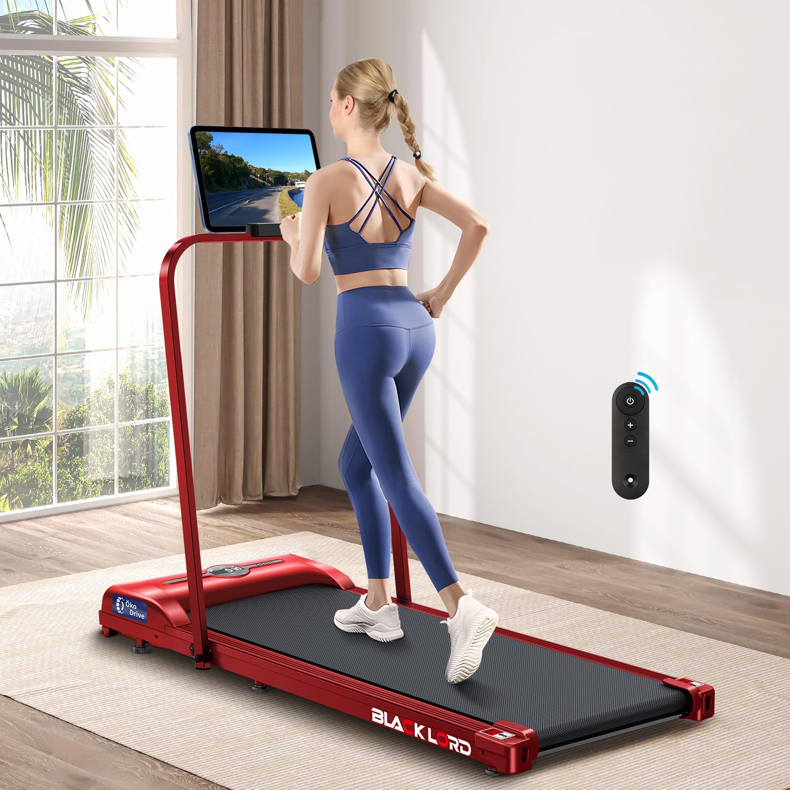 BLACK LORD Walkingpad Laufband, 9/12/16 km/h, Treadmill ohne/mit 9% Steigung, 2,2/3,0/3,2 PS, 120/130/140 kg Gewicht, tragbar, leise, LED-Display, App, Home Office, Joggen, Laufen, Fitness Maschine