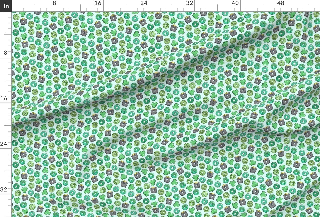 Spoonflower Fabric - Small Scale Patricks Day Donuts Green Mint Lucky Shamrock Leaf Clover Printed on Minky Fabric by The Yard - Sewing Baby Blankets Quilt Backing Plush