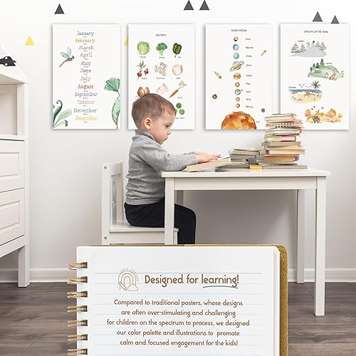 Miniatura 4 de Juego de 12 pósteres educativos para niños pequeños de 11 x 17 pulgadas  Pósteres de aprendizaje preescolar  Incluyendo alfabeto, números, meses,