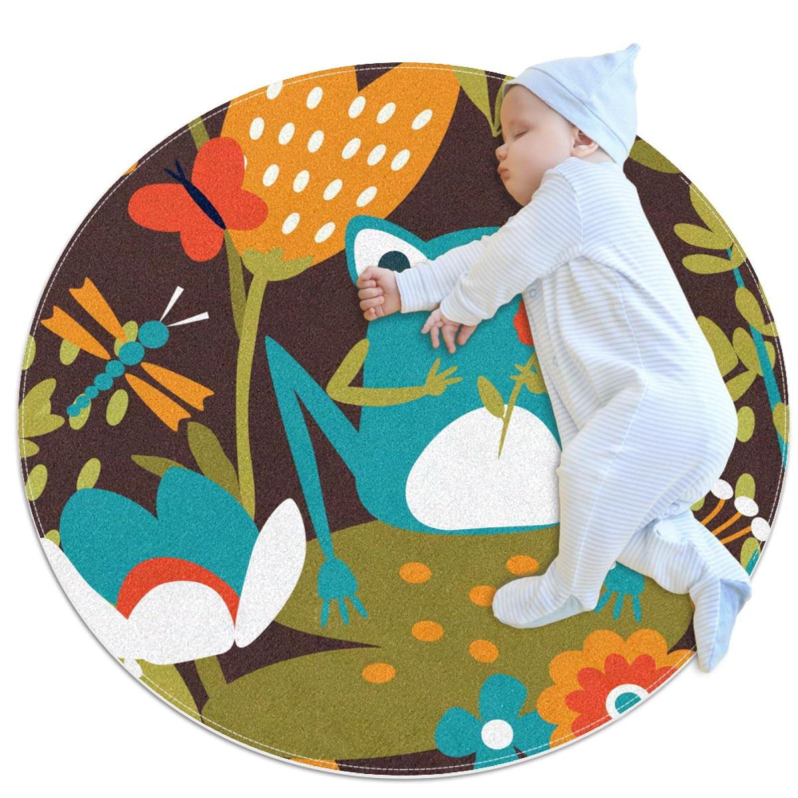 Tapis rond libellule et faune aquatique pour créer un coin lecture enfant