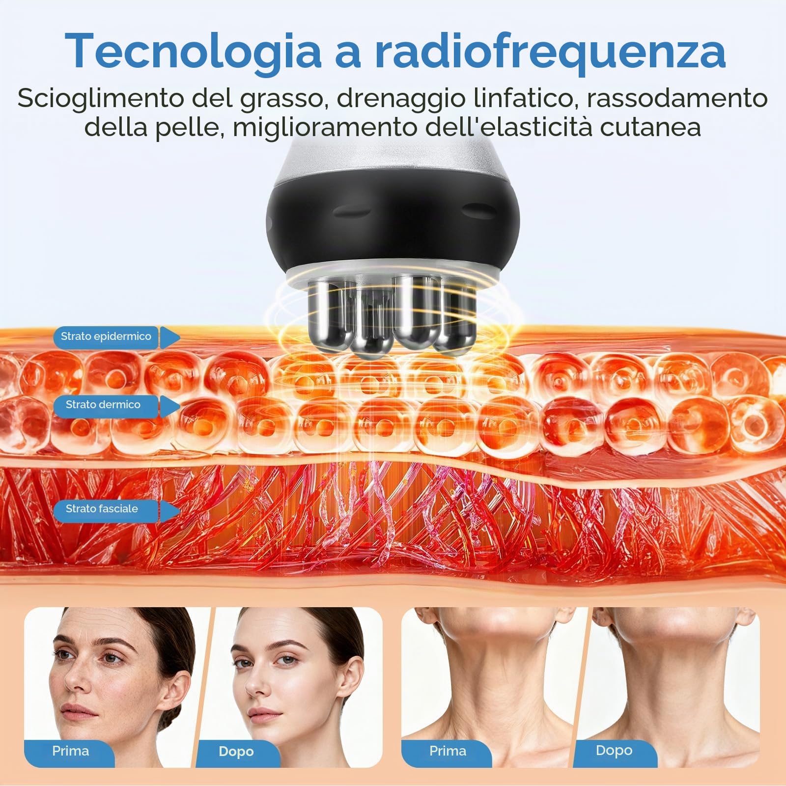 40K Apparecchio di cavitazione, Dispositivo dimagrante 4 in 1 con radiofrequenza per la cura della pelle, la scultura del corpo e la bellezza del viso per viso, addome, glutei e cosce