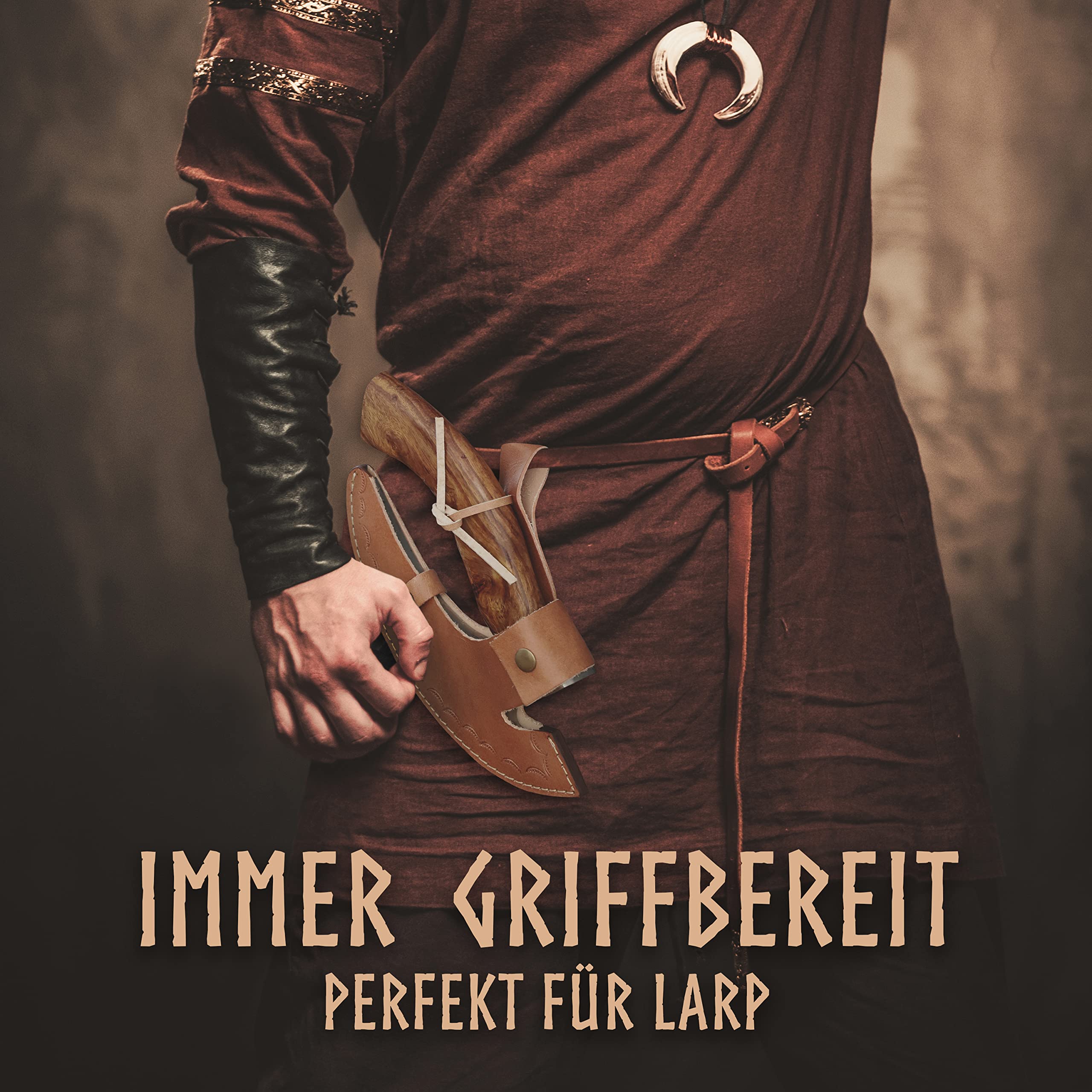 VIKING CRAFT - Pizza Axt Wikinger inkl. Lederschutz - Pizzamesser für echte Wikinger - Pizzaschneider Axt perfekt geeignet als Wikinger Deko - Wikinger Axt, Pizza Wiegemesser, Wikinger Messer, Beil