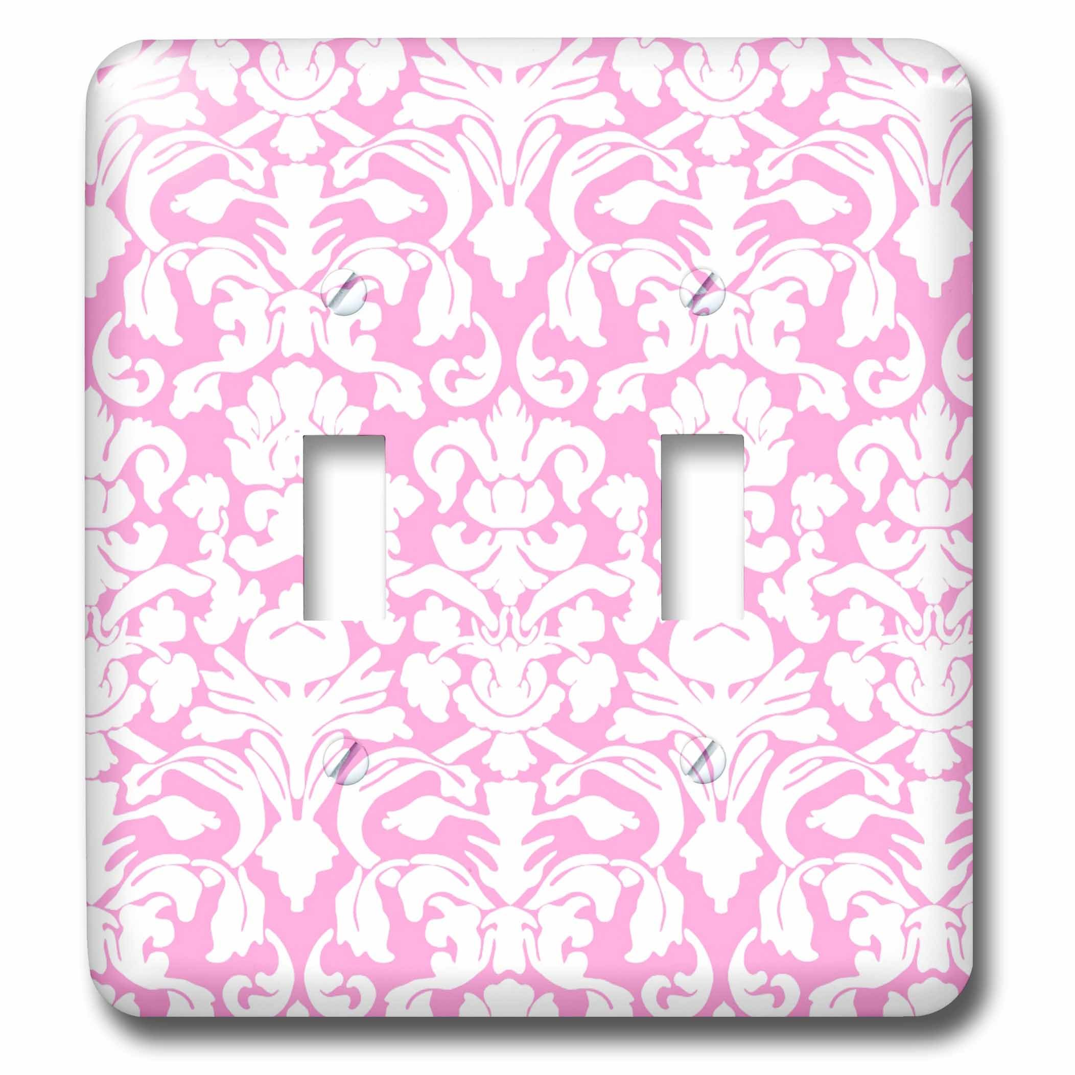 Interrupteur floral damassé rose pastel et blanc 3dRose lsp_76581_2