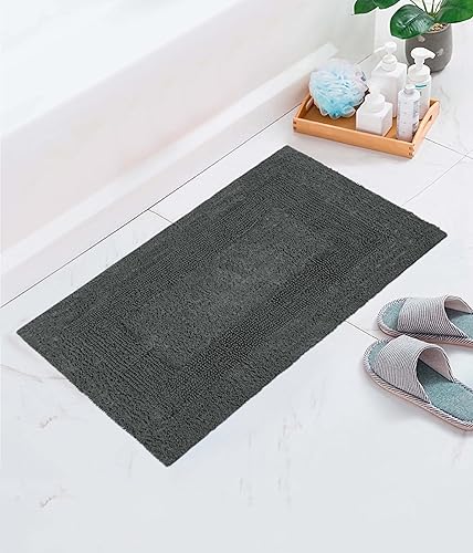 Miniatura 8 de Set de alfombras de baño reversibles Cotton Craft para cuando sales de la ducha: 17 pulgadas x 24 pulgadas, 100 % puro algodón, supersuaves, Gris