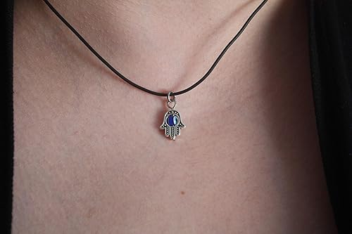 Miniatura 2 de Turkish Blue Evil Eye Pendant Necklace - Hamsa Hand, Hand of Fatima - Protection, Luck, Amulet For Men Women Teens - Rotating Eye