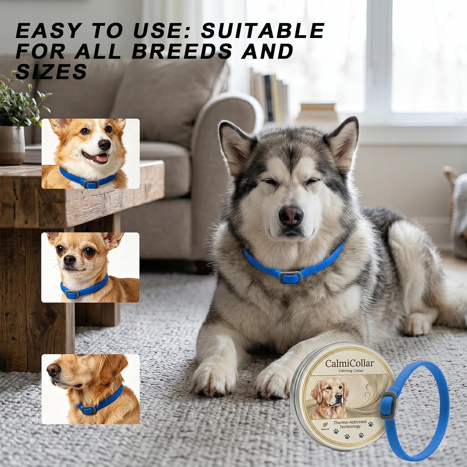 Calming Collars for Dogs, Helps Soothe and Relax, Pheromone Collars, Adjustable Size, Suitable for Small, Medium and Large Dogs