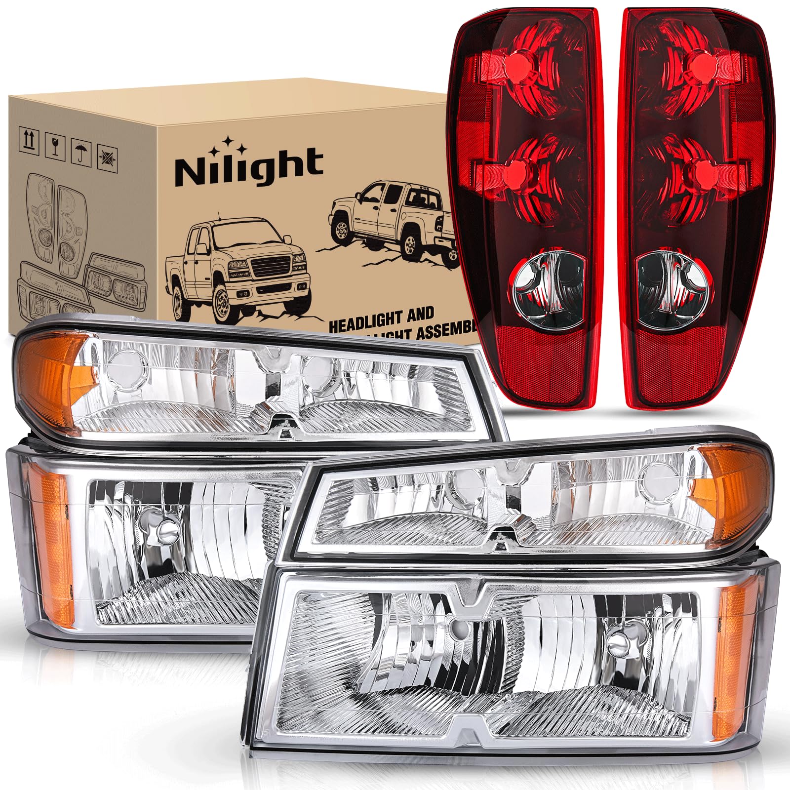 Nilight Headlight and Taillight Combo for 2004-2012 Chevy Colorado