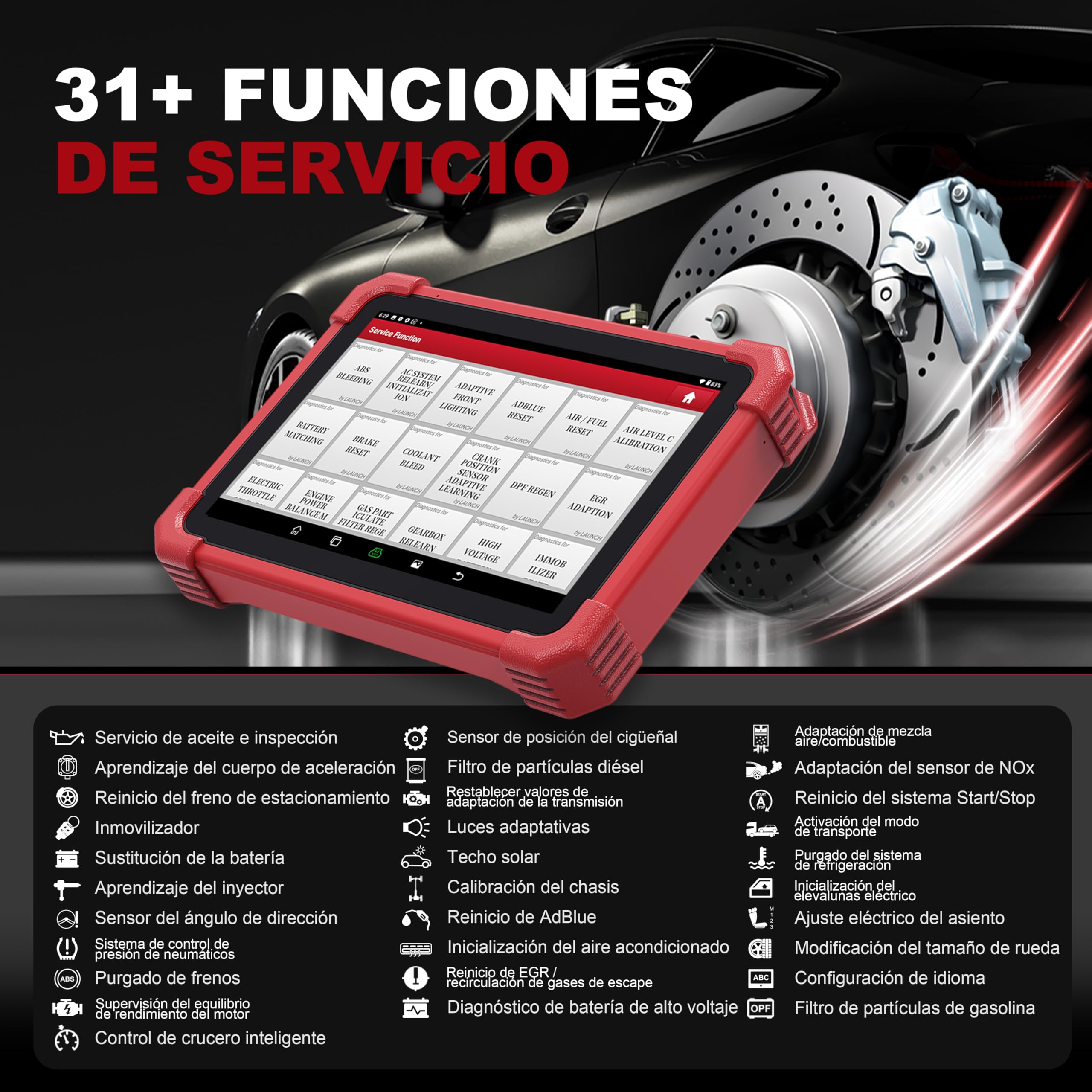 Launch CRP 919 MAX, Dispositivo OBD2 para diagnóstico de Autos, Lee Errores y Sistemas de Todas Las Marcas, con 31+ Funciones como Aceite, EPB, DPF, batería, codificación ECU y CANFD DoIP. | Codificación ECU, +35 Funciones, Diagnóstico Total, Pruebas Acti