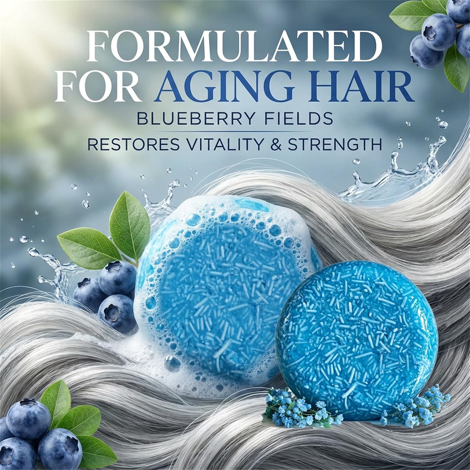 Blueberry Shampoo and Conditioner for Aging Hair Care Bar Set (5)