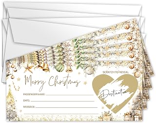 Christmas Boarding Pass Ticket, Xmas Trip Reveal Ideas Card, DIY Surprise Gifts, Holiday Travel Gifts For Travel Lovers Family Friends Husband Wife(5 set -08