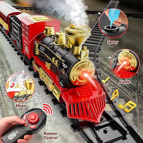 Miniatura 6 de Hot Bee Juego de tren de Navidad, juego de tren para niños de 2 a 4 años, juguete de tren con control remoto, juegos de tren de Navidad para